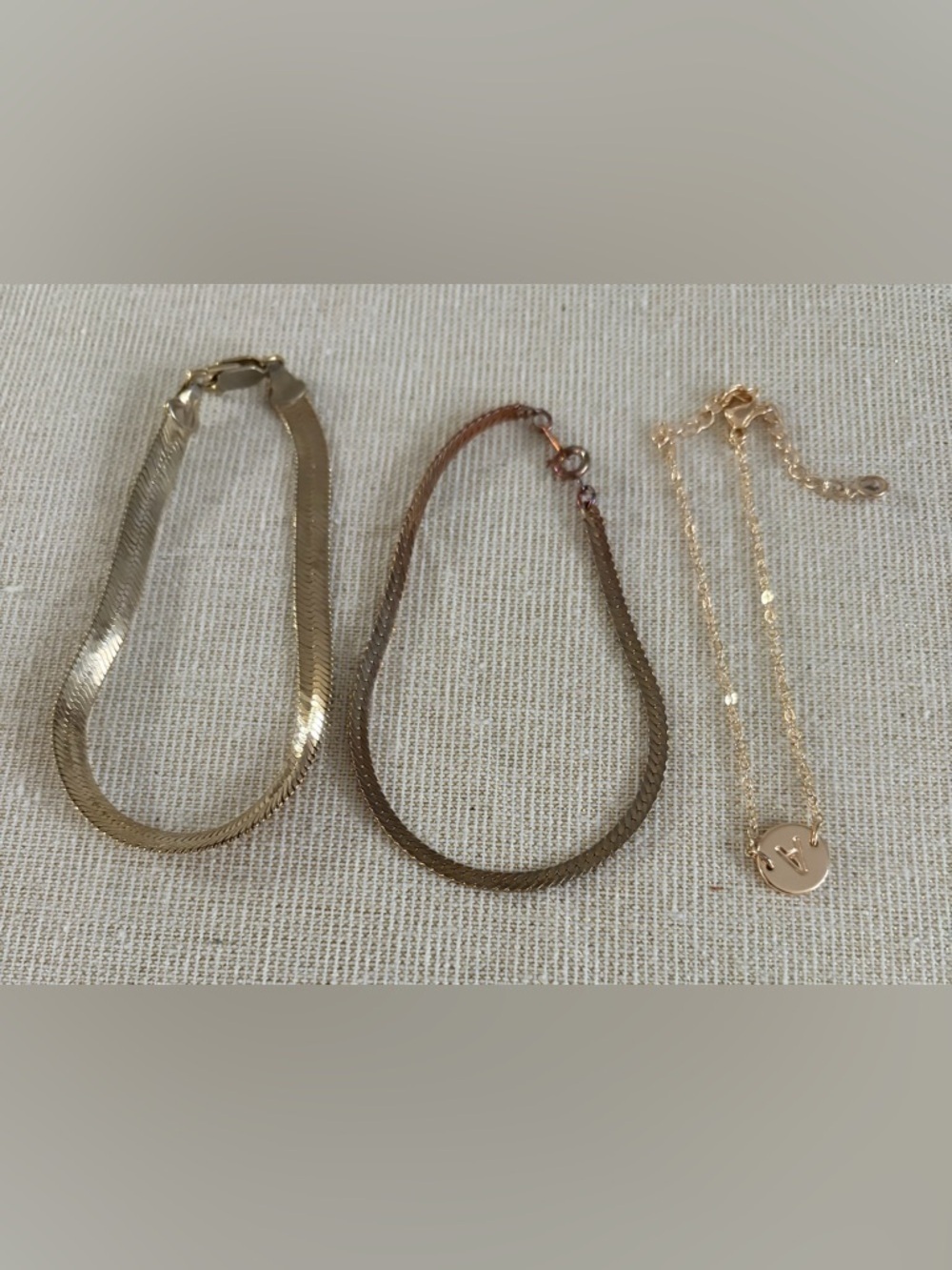 Gold-Tone Multi Bracelet Set - Layered Chain & Herringbone Styles